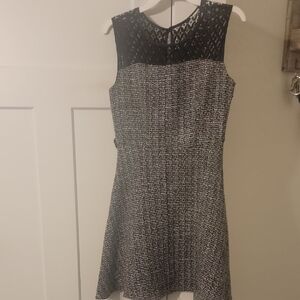 Chic Black and White Textured Mini Dress